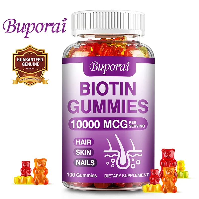 Biotin Gummies - Supports Healthy Hair, Skin and Nails, Anti-aging, Brightens Skin Tone