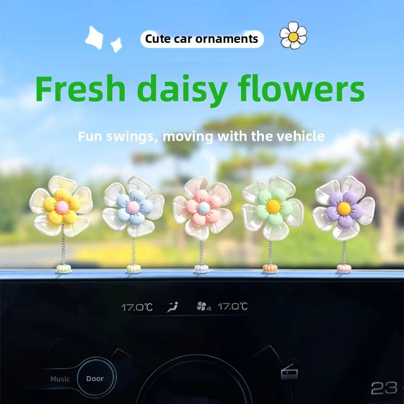 

New Car Ornaments Creative And Cute Swaying With A Touch Of Daisy-inspired Freshness Perfect For Decorating The Car's Central Co