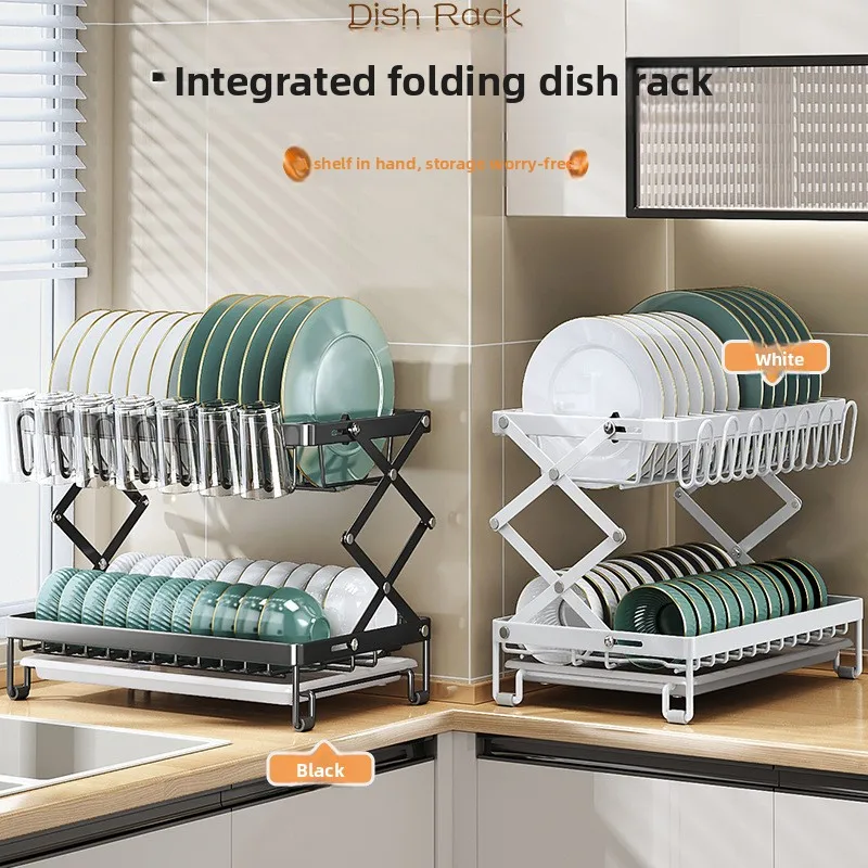 

Durable Kitchen, tableware, drain rack, dish storage rack, foldable household countertop, bowl rack, shelf