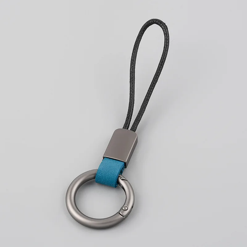 10pcs/setLuxury Genuine Leather Lanyard car keychain. Male and female leather Gunmetal Buckle key ring. Motorcycle keychain Gift