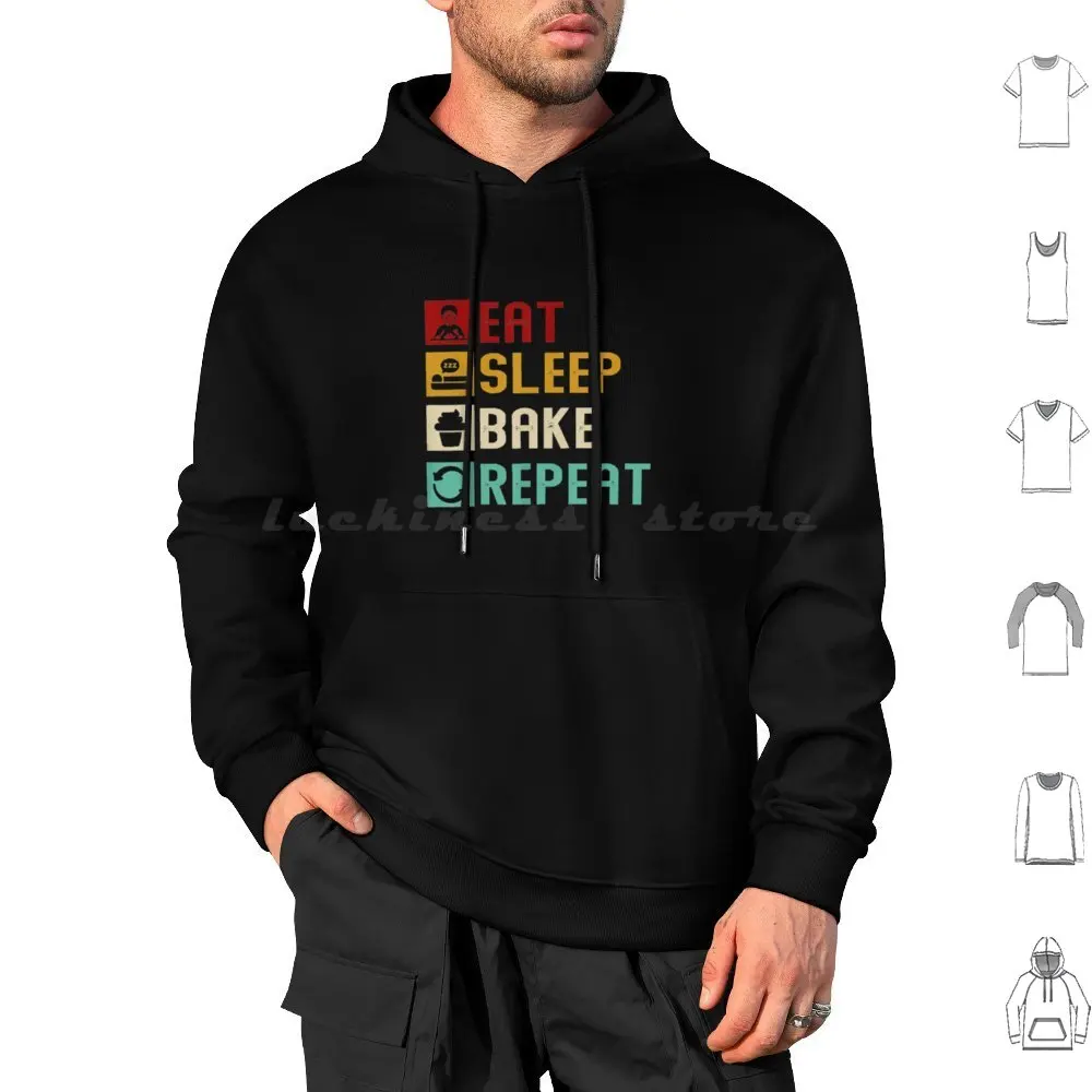 Eat Sleep Bake Repeat Funny Baking Baker Bakery Hoodies Long Sleeve Eat Sleep Bake Baking Baker