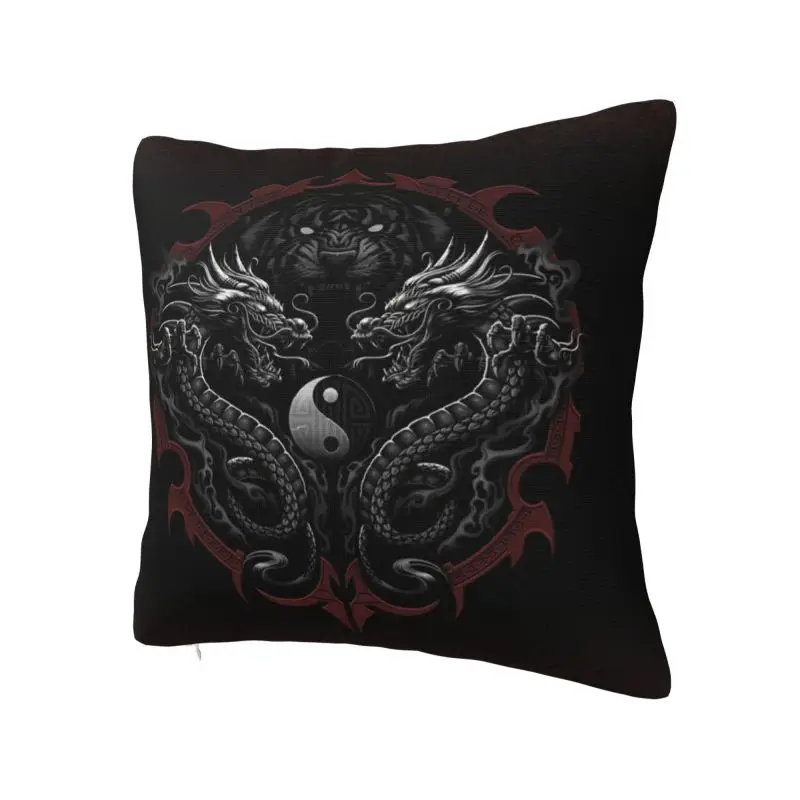 Custom Dragon And Tiger Tattoo Pillow Covers Sofa Yin Yang Symbol Nordic Cushion Cover Square Pillowcase