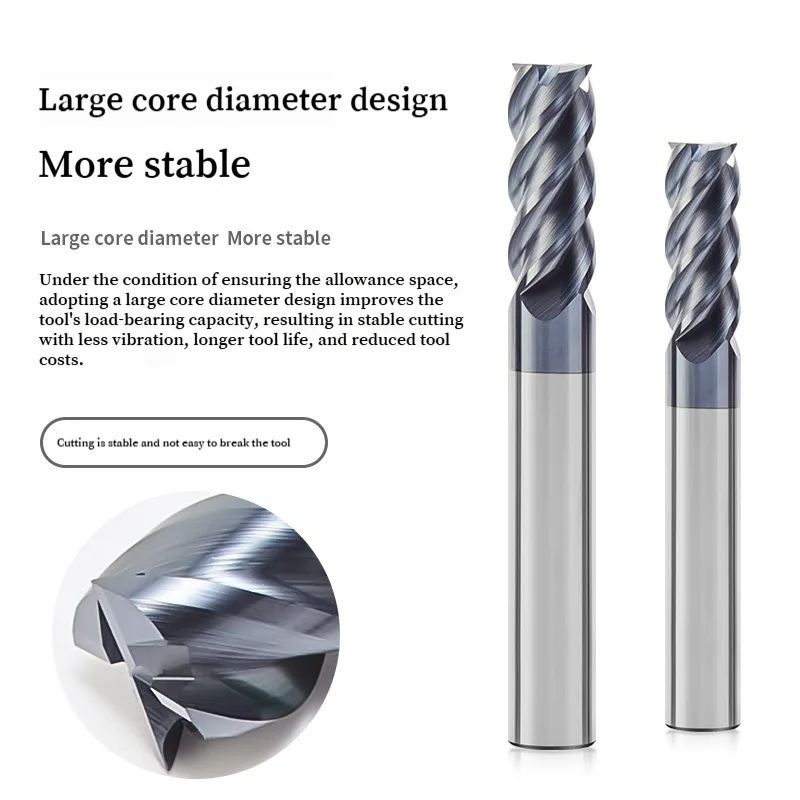 

HRC70 Tungsten Carbide Square End Mill 4 Flute CNC Milling Cutter 1-20mm Metal Cutting