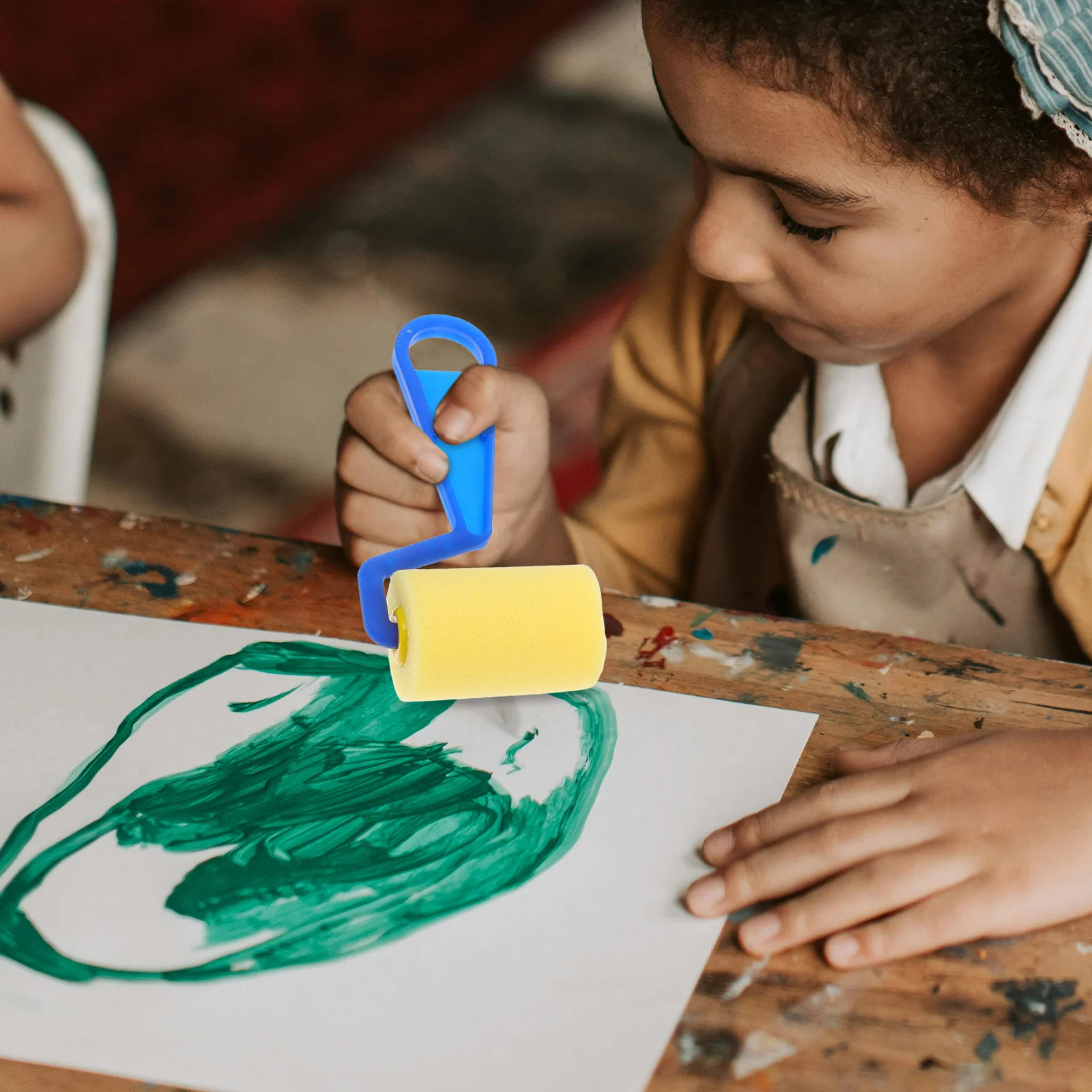 Детский набор губчатых кистей для рисования, желтый прочный художественный инструмент для рукоделия для детей, обучающие принадлежности для рисования своими руками