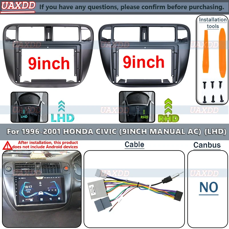 Kit garniture tableau bord Audio pour cadre DVD voiture Radio multimedia voiture for Honda CIVIC1996 -2001 9inch 2 Din Car panel