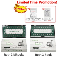 Orthodontic Monoblock Self Ligating 022 Roth 3hook 345Hooks  Bracket with High Quality  Lock