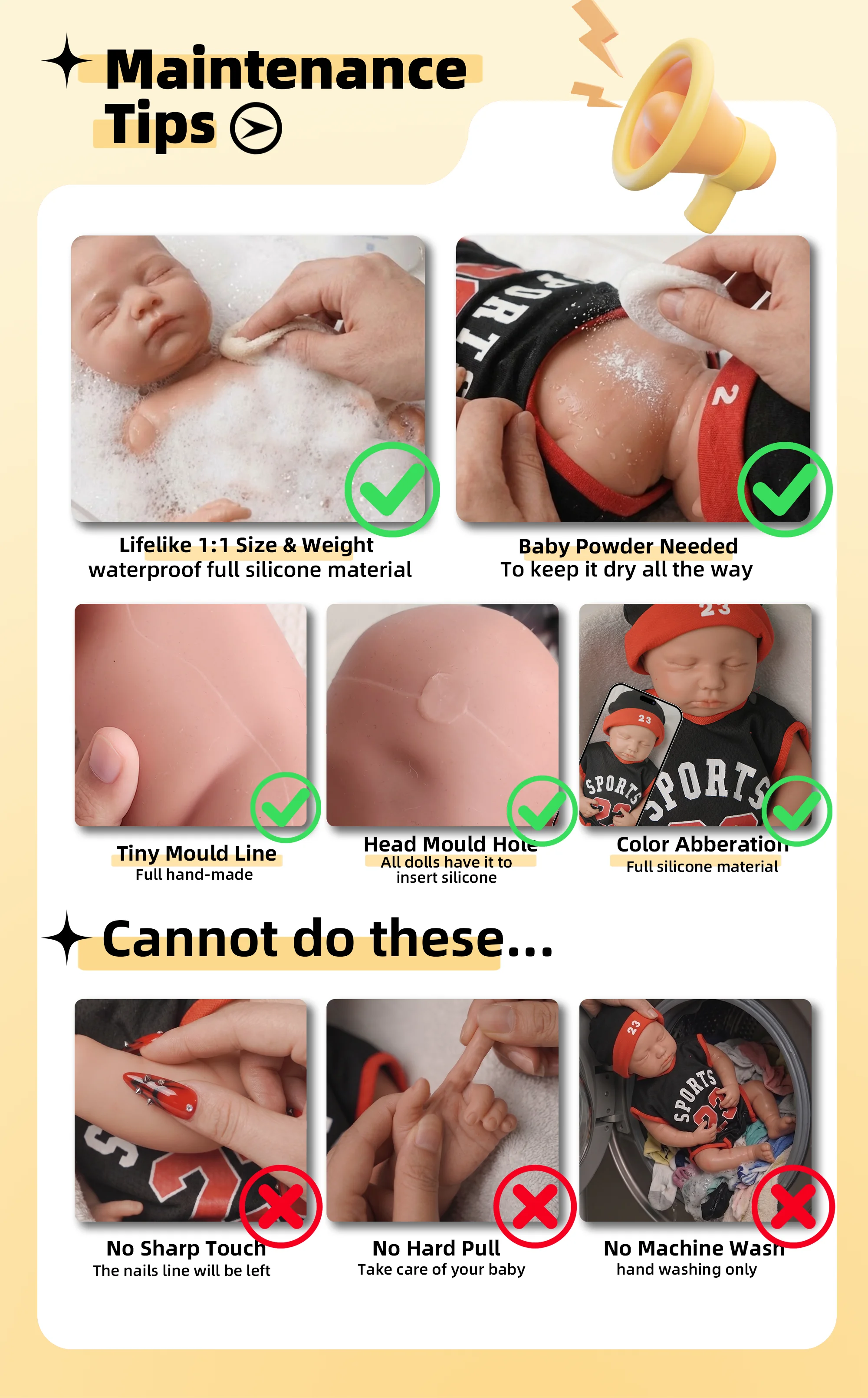 18,89 Zoll flexible Silikon-Reborn-Puppe, 3,05 kg, Reborn-Baby als Weihnachtsgeschenk, kuscheliges Baby-Mädchen zur Unterstützung bei der Heilung – Detail 9