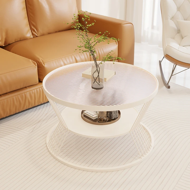 

Cream wind round tempered glass coffee table household living room small table light luxury modern apartment small apartment sid