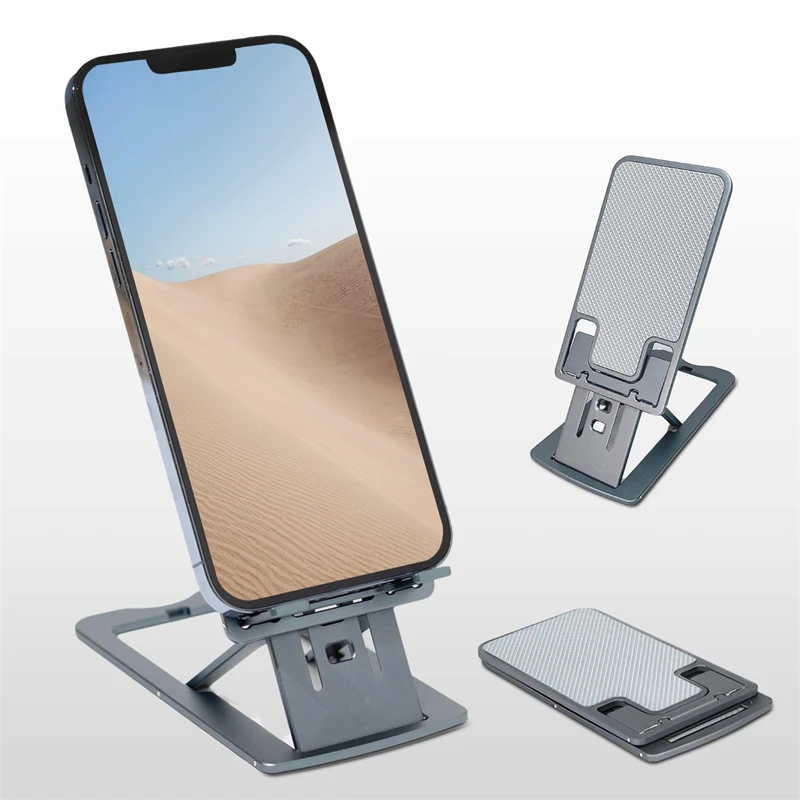 Novo Suporte de Mesa Dobrável em Liga de Alumínio para Celular e Tablet, Compatível com iPhone, iPad, Samsung e Huawei