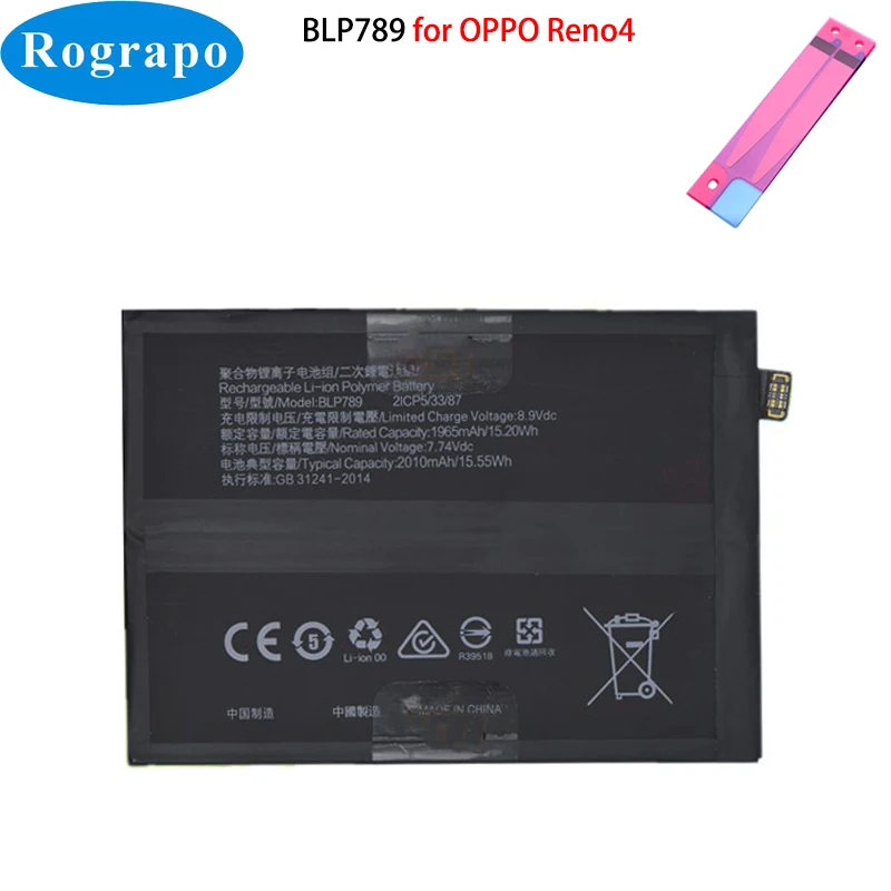 Batterie de téléphone portable BLP789, 4020mAh, Oppo Reno 4, Reno4 5G, Original, Nouveau