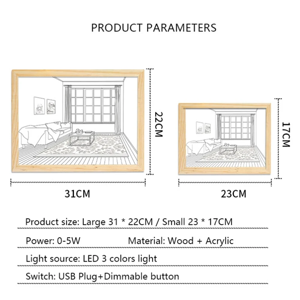 Drawing Night Light Wall Painting Lamp Lamp Simulate Sunshine USB Plug Dimmable for Room Decorative Lamp