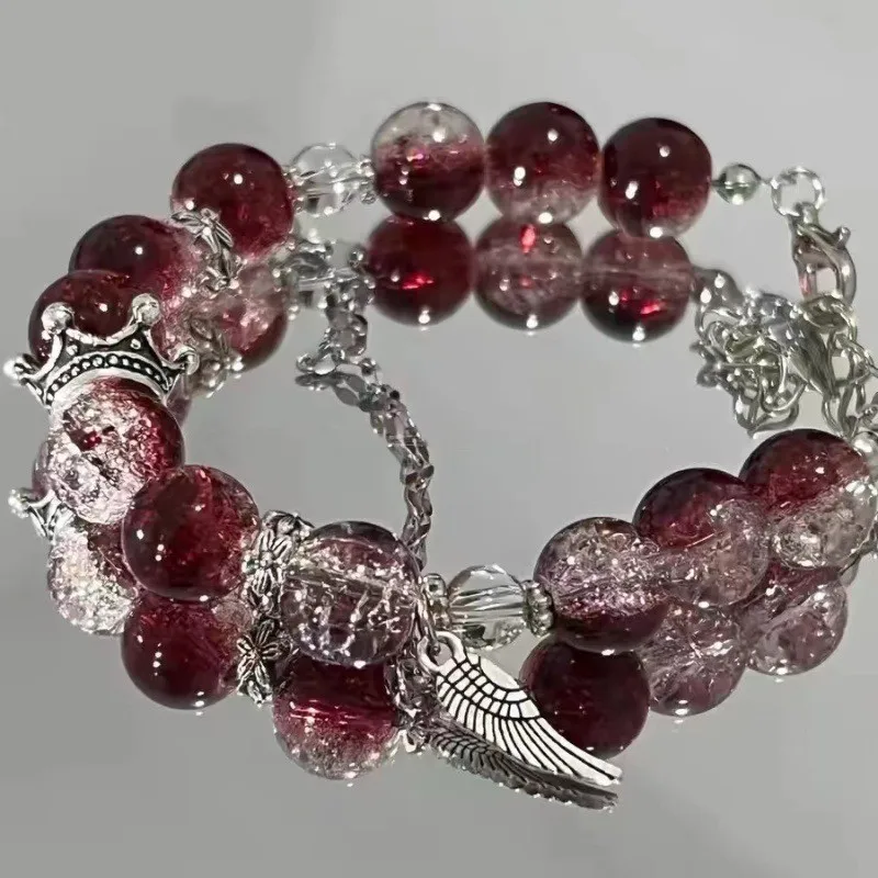 Nischen-Design Super Feenhaftes Schmetterlingsarmband für Damen, Süßes Grünes Perlen-Quasten-Kettenarmband, Elastisches Armband, Exquisiter Partyschmuck