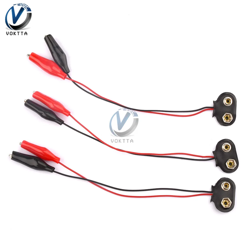 9V Battery Clip Connector 10cm Black Red Cable Connection Buckle Battery Holder 3/5/9/10pcs Battery Clips Connector Buckle Kits