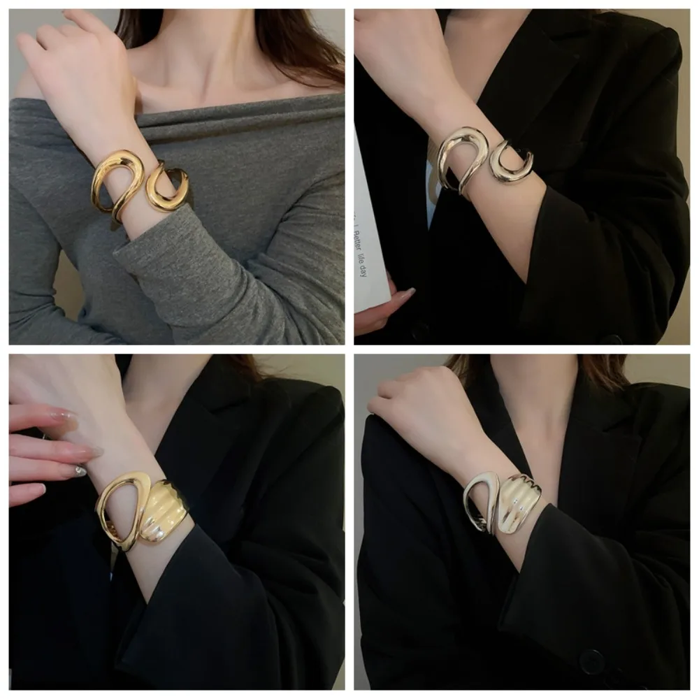 Металлический широкий нерегулярный открытый браслет в европейском и американском стиле, полые браслеты-манжеты из сплава с крестом, ювелирные аксессуары из сплава