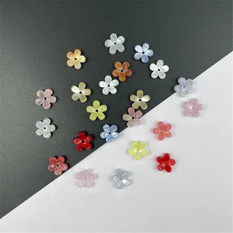 New Creative 10MM Acetic Acid Round Flower Beads Resin Acrylic Torus Spacer Bead Connectors Diy Hair Jewelry Making Acessories