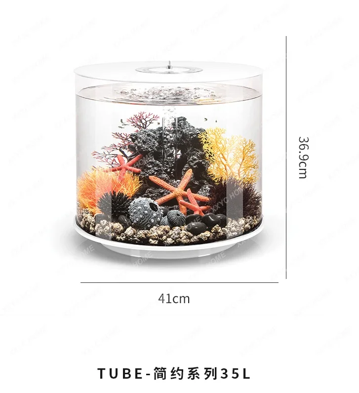 Cylindrical Fish Tank Creative Landscaping Aquarium Small Geomancy Decoration Change Water