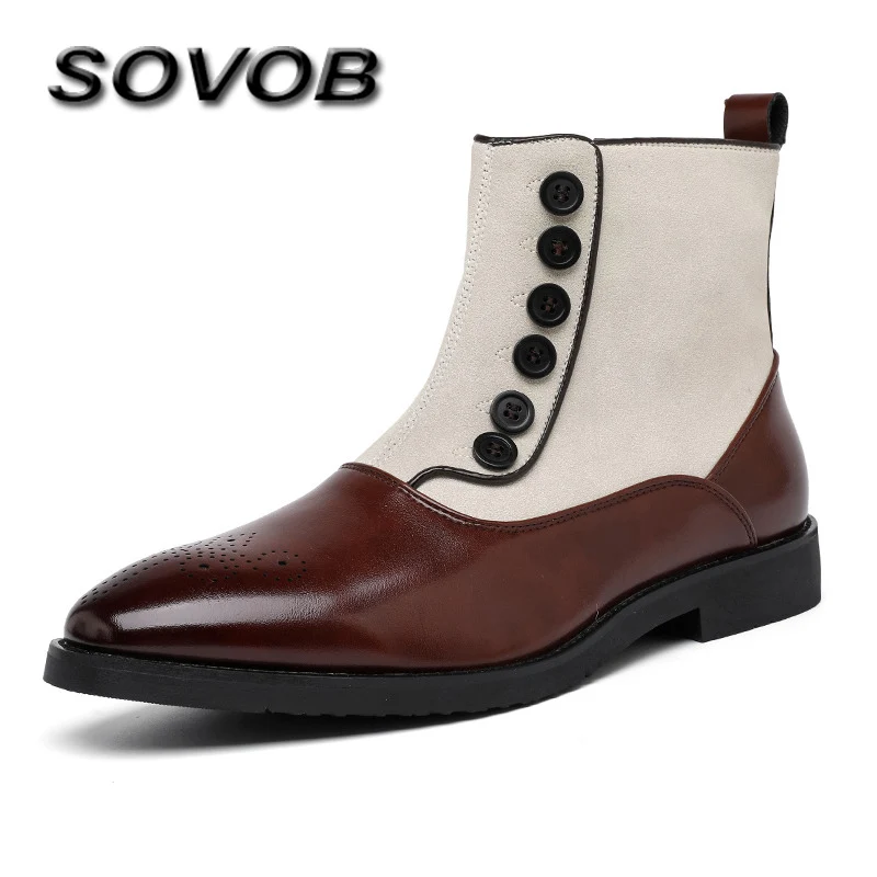 Estilo britânico marrom masculino chelsea botas streetwear designer botas de tornozelo para homens vintage zíper plana homem botas de couro erkek bot