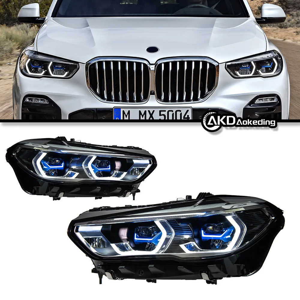 

For BMW X5 19-23 year headlight assembly G18 G05 modified laser spoon headlight with a touch of blue steering