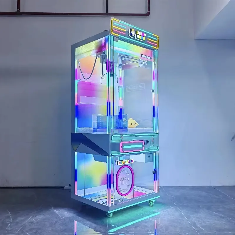 【2026】آلة ألعاب مخلب ألعاب من القطيفة تعمل بقطع النقود المعدنية مع خزانة شفافة