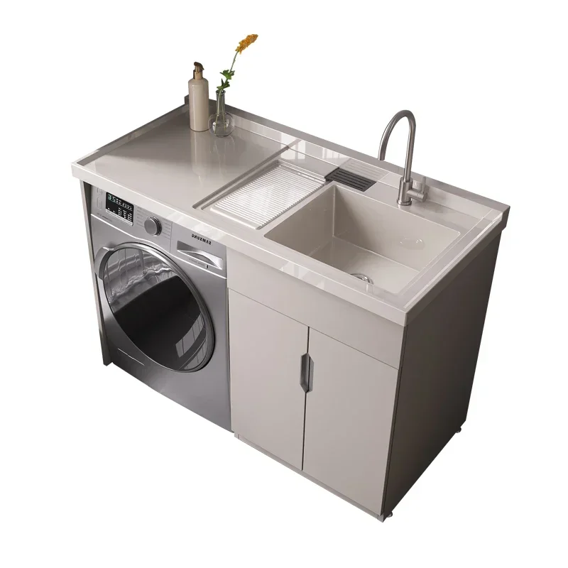 

Honeycomb aluminum washing machine integrated cabinet balcony laundry pool slot with no washboard Kerry quartz stone washbasin