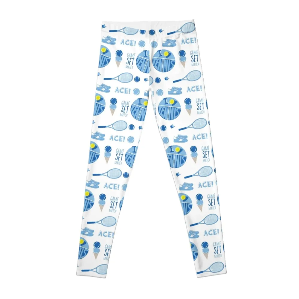 

Light Blue Retro Tennis Sticker Pack Leggings exercise clothing for joggers for high waist Womens Leggings