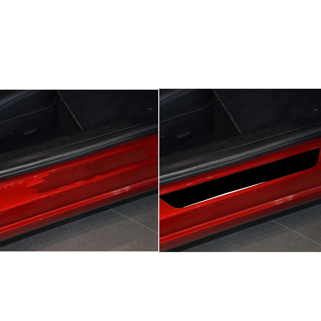 For Tesla Model 3 2017-2023 Piano Black Front Door Sill Trim Cover Sticker Precise Fit Door Entry Guard Interior Accessories