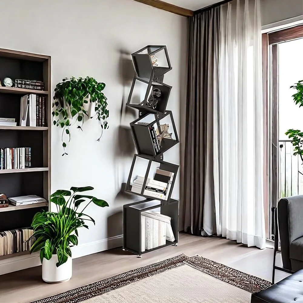 Internet celebrity bookshelf TV cabinet next to large floor ornament living room shelf hotel creative decoration