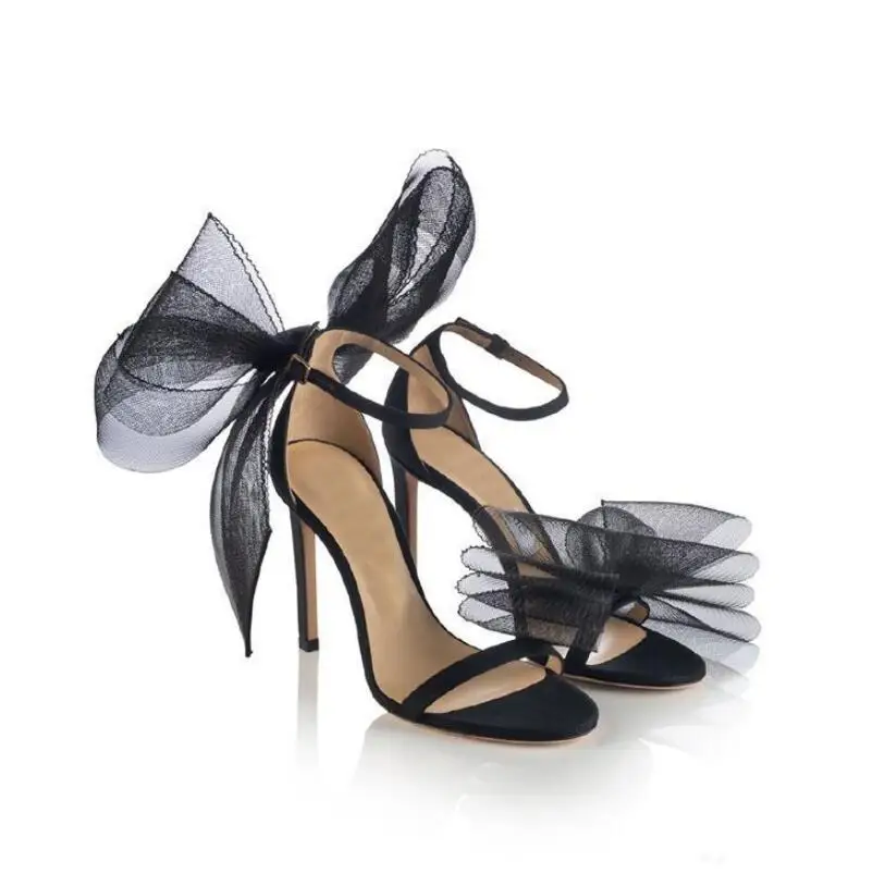 Luxury Big Butterfly-Knot Women High Heels Sandals Summer Pumps Designer Ankle Strap Party Shoes Star Style Wedding Prom Shoes