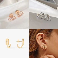 Cmon Kstar-pendientes minimalistas de Plata de Ley 925 para mujer, diseño único, cuenta redonda, tipo C, joyería fina, regalo