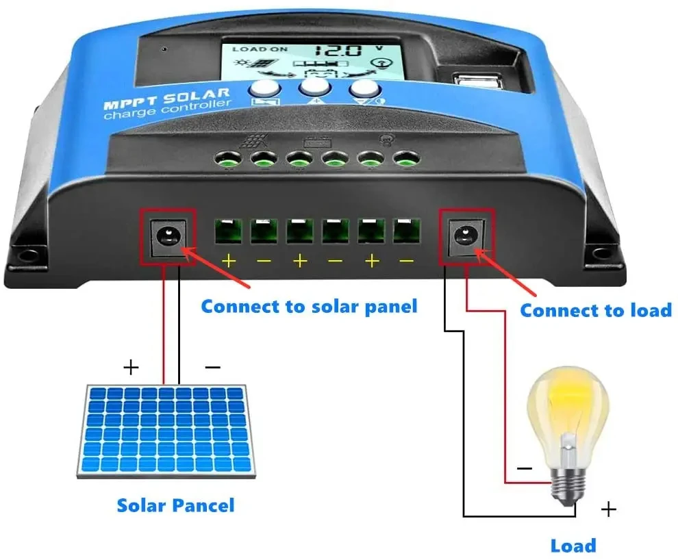 Y&H MPPT Solar Charge Controller 40A 60A 100A with Load/Dual USB /LCD 12V 24V Auto Solar Panel Charger Regulator image 5