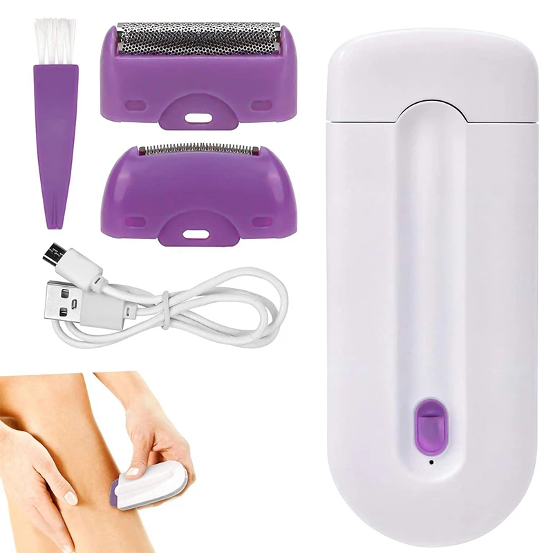 2 In 1 Electric Lady Hair Trimmer Usb Rechargeable Sensor Light Women Hair Remover Painless Shaving Mini Shaver Body Face Razor