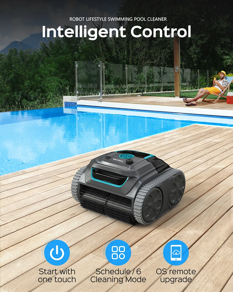 Robot Pool Cleaner aspirapolvere Cordless APP pianificazione del percorso Wall Climbing Max Cleaning Area120m ² per piastrelle