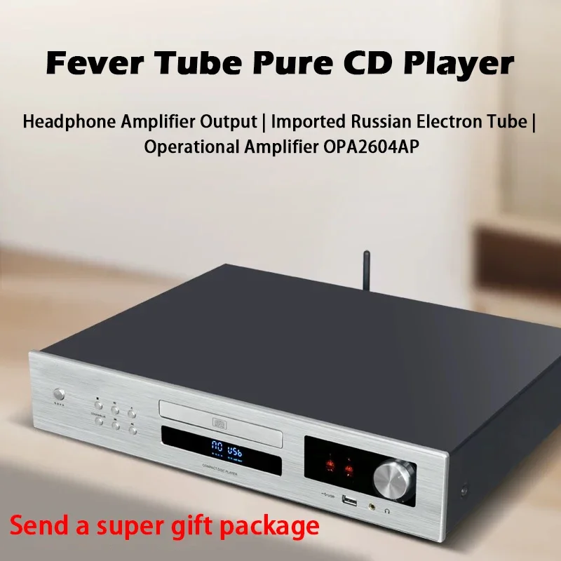 Tube CD Player Bluetooth 5.2 Built-in Dual 6*1N Tube USB Lossless Playback Professional Grade HIFI CD Player OPA2604 Op-Amp Chip