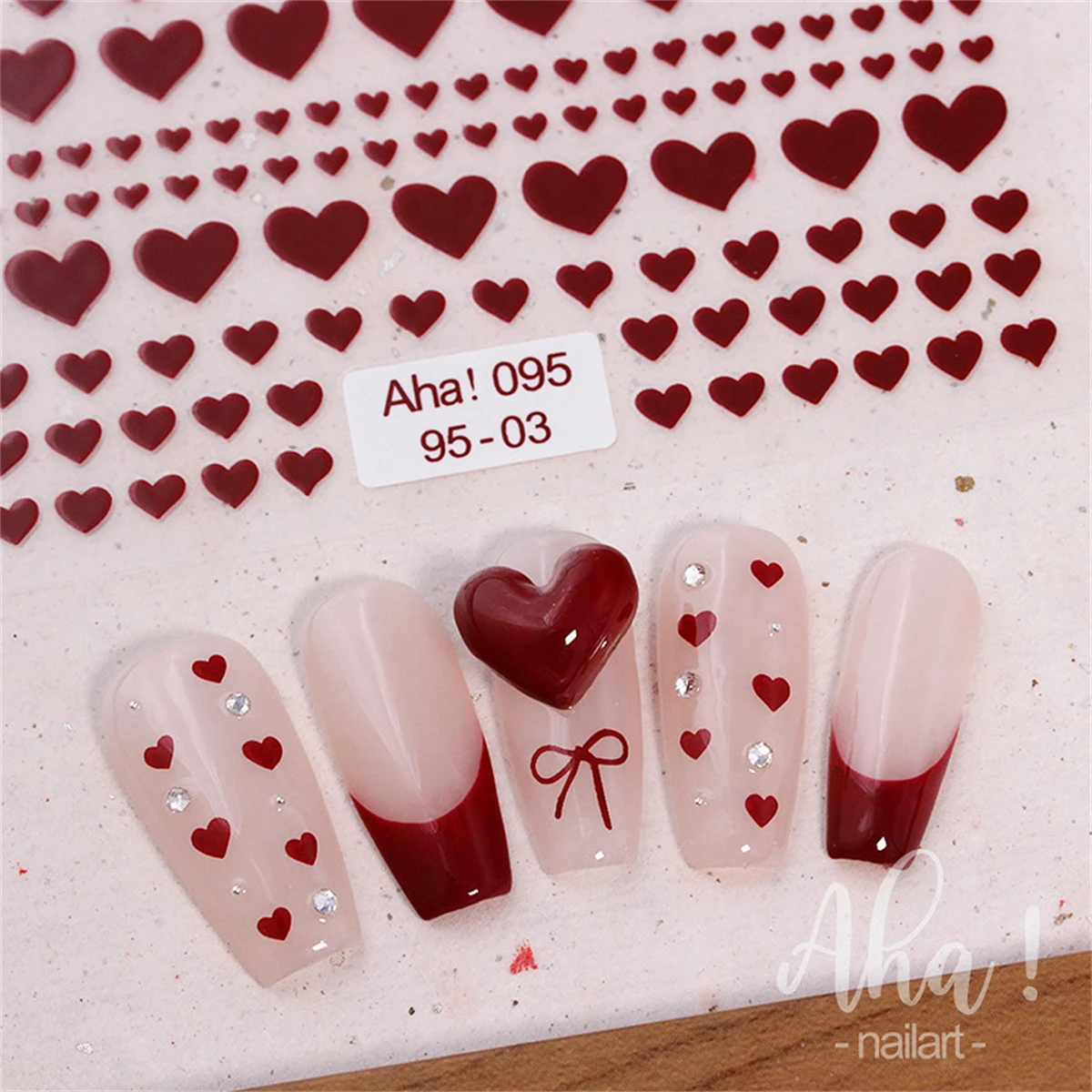 1pcs 3D Kawaii Heart Nail Art Stickers Colorful 3Sizes Love Self Adhesive Nail Decorations Slider Decals DIY Manicure Supplies