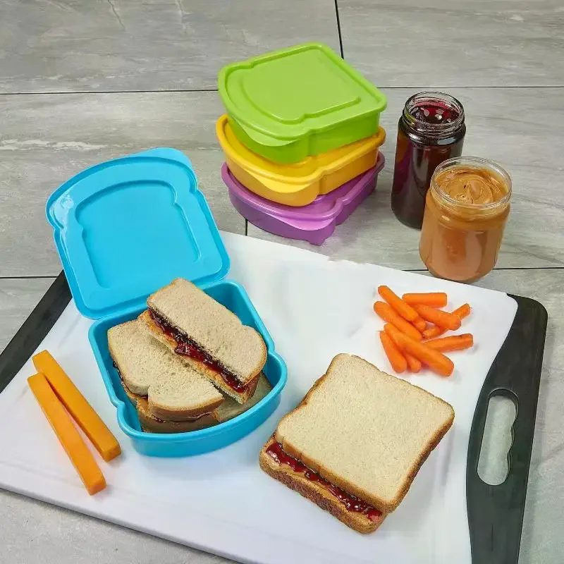 Toast Sandwich Lunch Boxes Reusable Snacks Container: Food Storage Kids School Office Work Travel Outdoor Picnics
