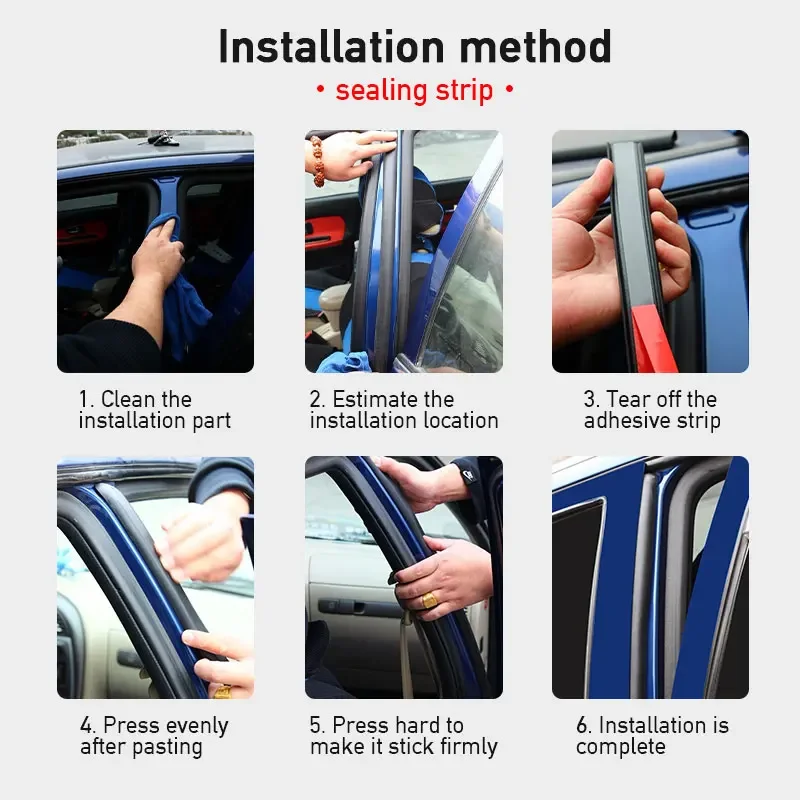 Car B Pillar Seal Strip Rubber Car Door Middle Column Weather Strip Waterproof Dustproof Self-Adhesive Sealing Strips image 4