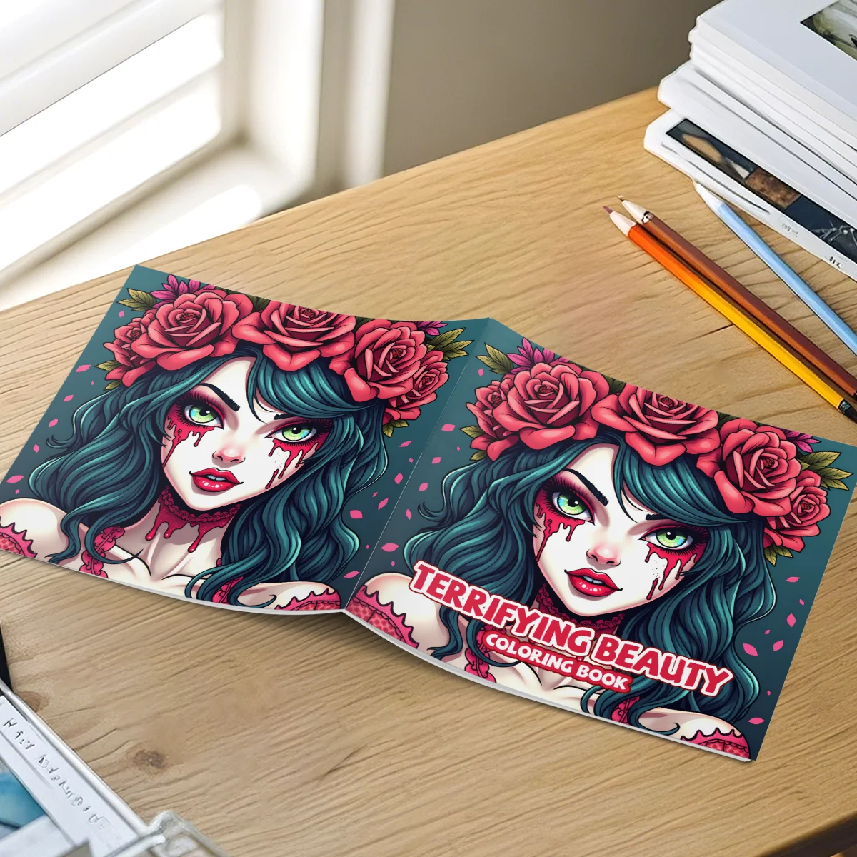 كتاب تلوين الجمال المرعب للبالغين يتميز بأنماط جريئة وسهلة رسم يدوي كتب ترفيهية ذاتية الصنع