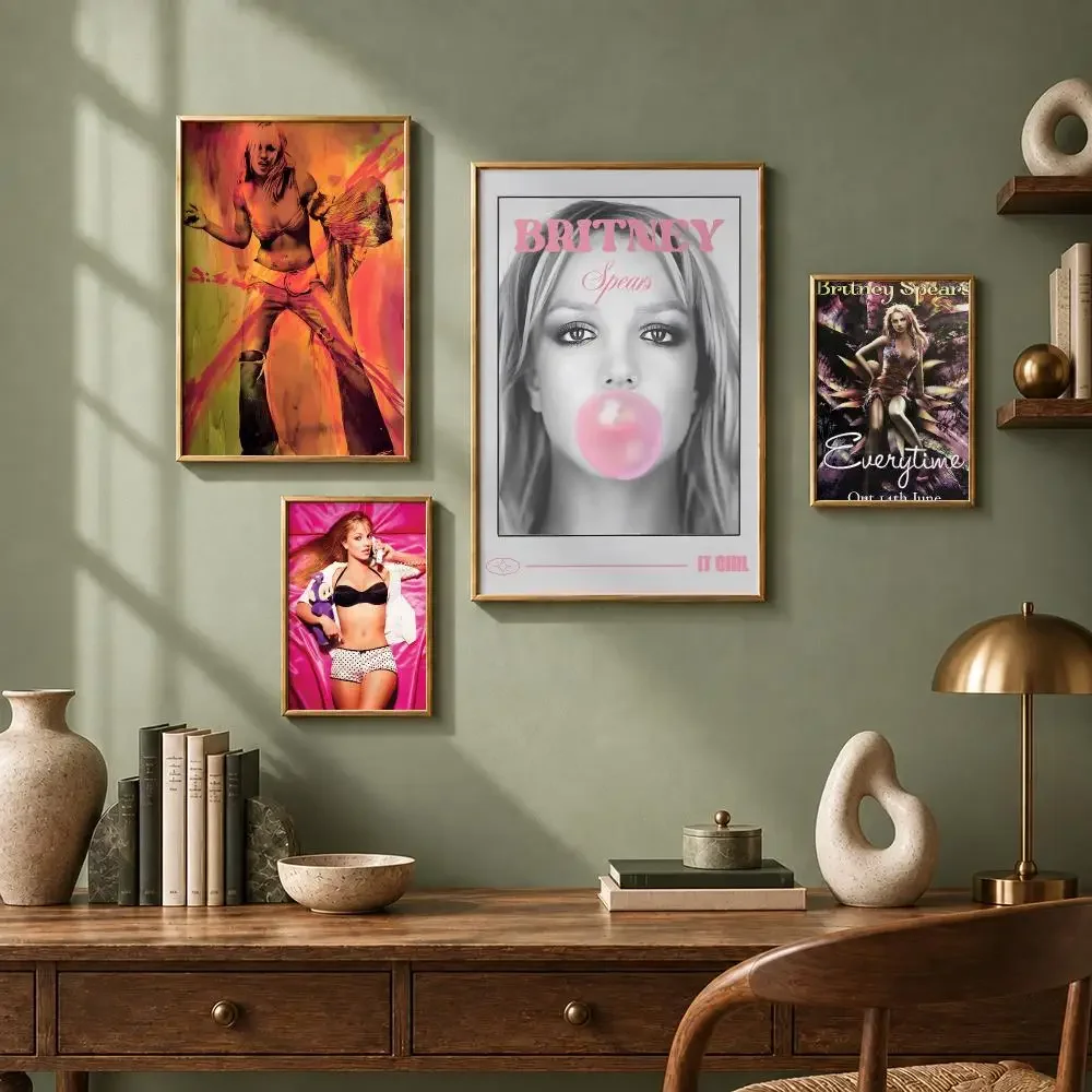 Y2K Singer B-Britney SpearsS Poster HD Self-Adhesive No Residue After Removal Ideal for All Kinds of Wall Decor
