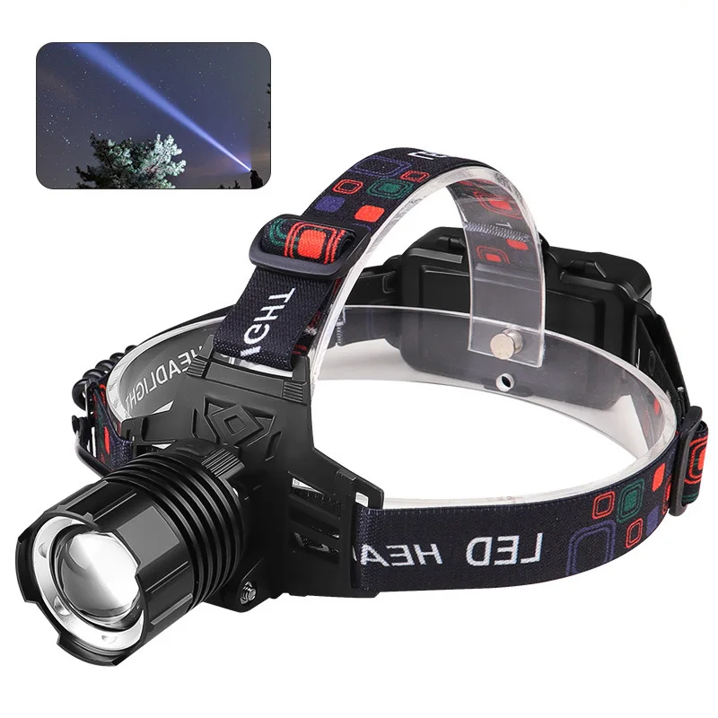 

High Power LED Headlight 30W White Laser Zoom Waterproof Super Bright Aluminum Headlamp with 2x18650 Battery for Fishing Camping