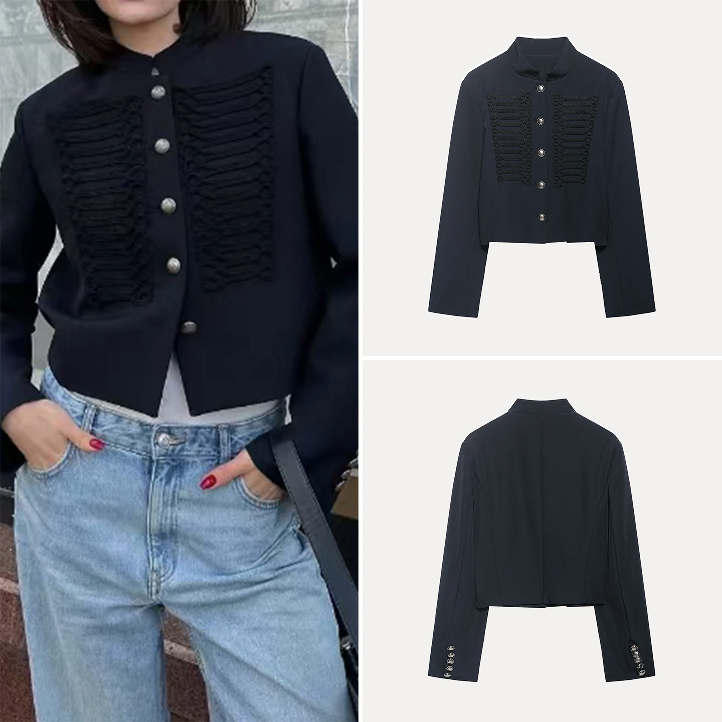 

Women's Fashionable Short Coat 2026 Spring Commute Single Button Personality Style Matching Outerwear Standard Fit Zadata