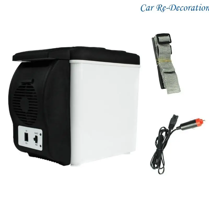 

R58D Compact 12V Car Fridge 6L Capacity with Strap Low Noise Cooling Warming ABS Vehicle Refrigerator for Road Trips Outdoor