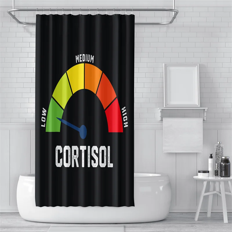 Aertemisi Low Cortisol Levels Stress Humor Funny Meme Shower Curtain Set with Grommets and Hooks for Bathroom Decor