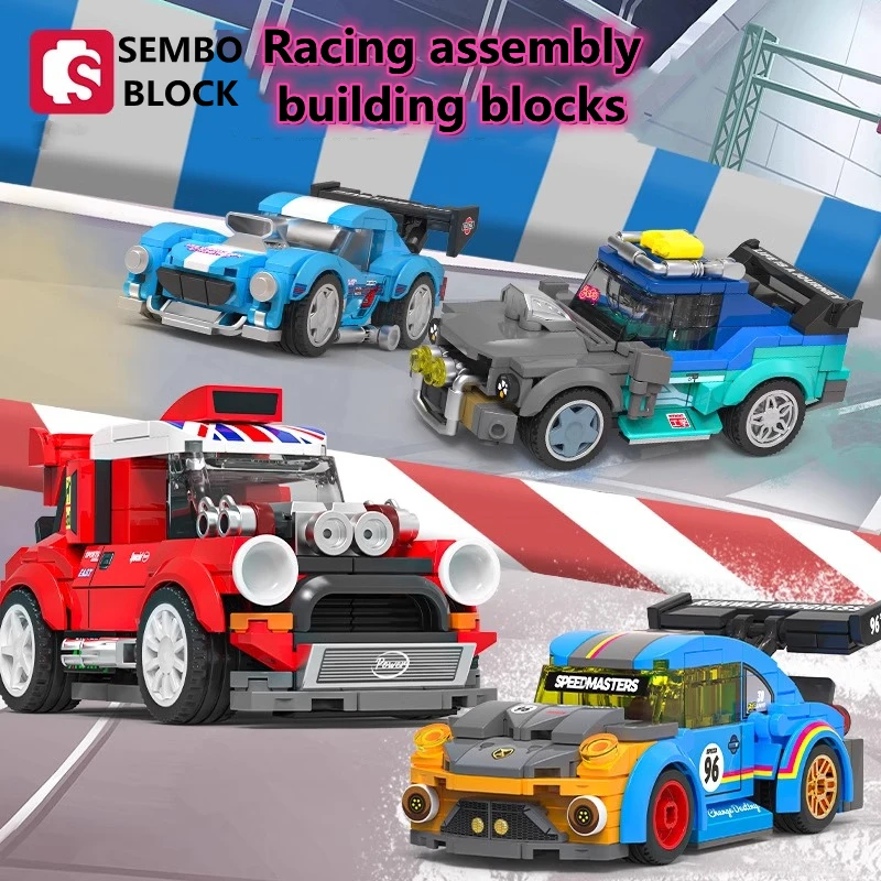 SEMBO Racing Building Blocks Team Series Figure Ornaments Children's Assembly Model Toys Cool Birthday Gifts for Boys