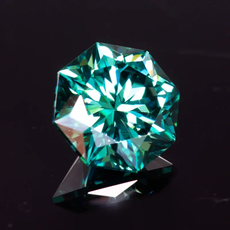 Moissanite Stones Octagon 8 Arrows Shape Emerald Green Primary Colours Lab Grown Gemstones For Jewel Pendant Rings Making