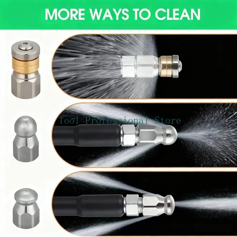 

57QF 50FT Комплект для очистки канализации под высоким давлением Гибкая труба из ПВХ для эффективной очистки от засоров в дома и