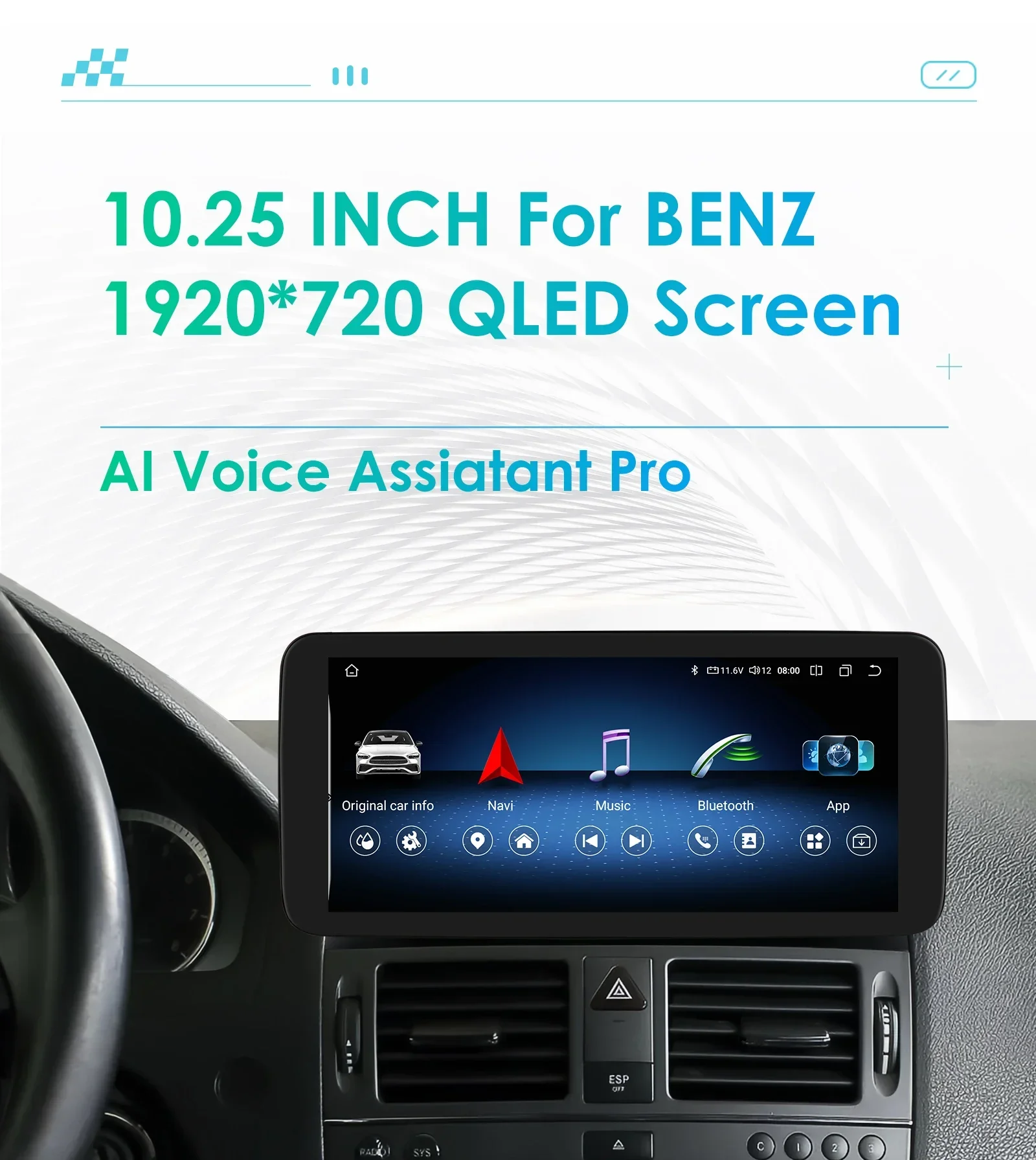 Android 14 Carplay Radio for Mercedes Benz C-Class W204 / S204 2008-2010 NTG 4.0 Android Auto Multimedia Video Player GPS Idrive