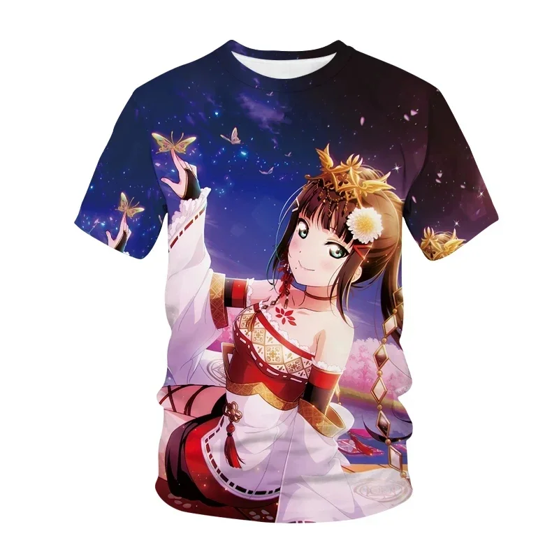 Summer New Japanese Anime Love Life T-shirt 3D Printing Fashion Casual Sports Short Sleeve Loose Comfortable Breathable Top