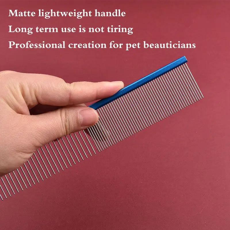 16/19/22cm Light Aluminum Pet Comb 5 Colors Optional Professional Dog Grooming Comb Cat Cleaning Hair Trimmer Brush Pet Comb