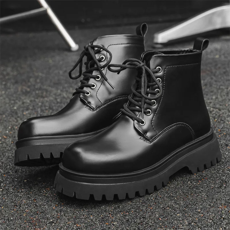 

Мужские повседневные высокие мотоциклетные ботинки для вечеринок и ночного клуба, черные модные туфли из натуральной кожи, ковбойские ботинки на платформе, красивые длинные мужские ботинки
