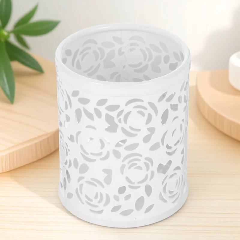 

Fashionable Metal Pen Holder Round Base Desk Organizer Pencil Storage Bucket Office Supplies Multifunctional Pen Pot